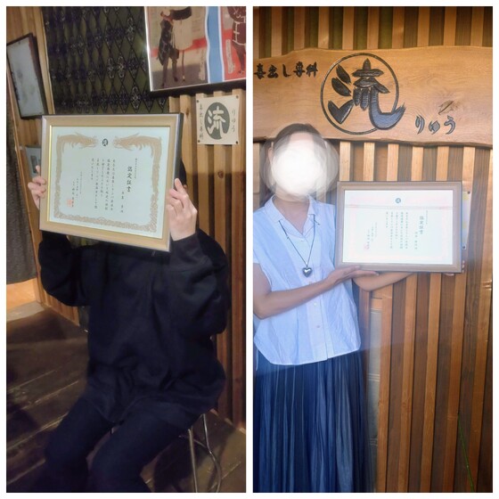 おめでとうございます☆講座修了の記念撮影。レベルに合わせて丁寧に指導致します